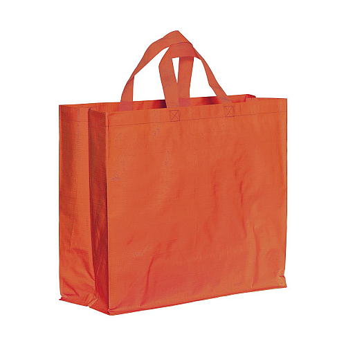 Recycled laminated 120 g/m2 pp shopping bag with gusset and short  handles 1