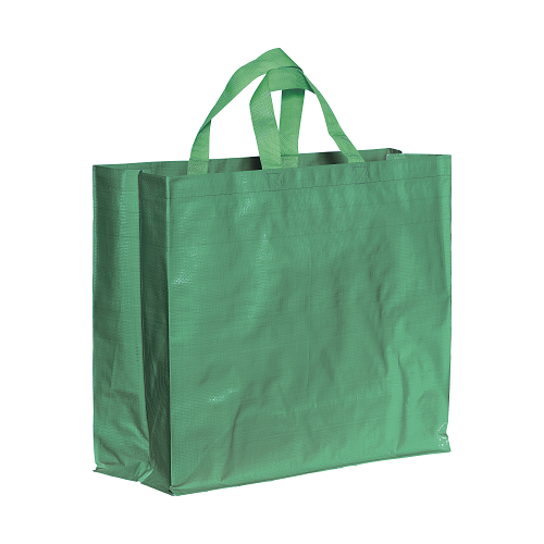 Recycled laminated 120 g/m2 pp shopping bag with gusset and short  handles 1