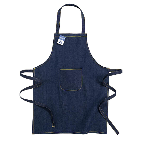 Recycled cotton denim apron with front pocket 1