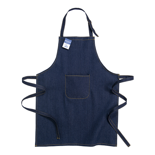 Recycled denim fabric apron with front pocket 1