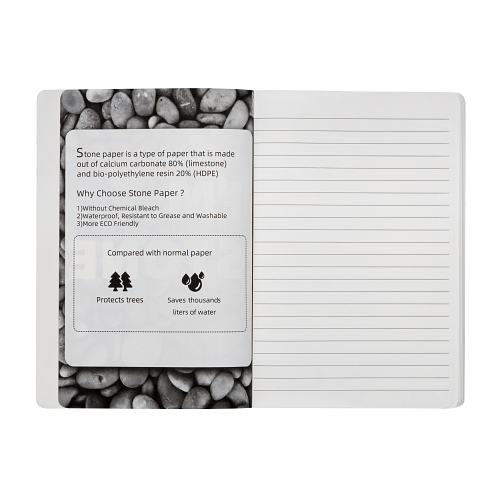 Stone paper notebook, white lined sheets, 64 pages, 14.5x21 cm 4