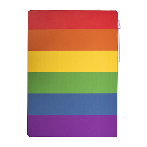 Paper notepad with rainbow cover, white ruled sheets, sticky notes and pen 3