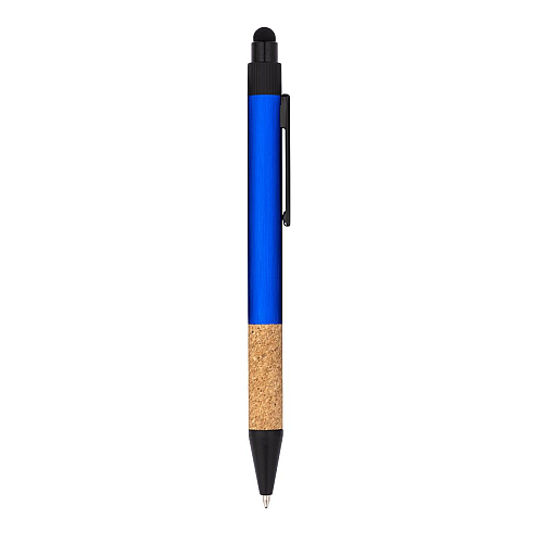 Recycled aluminium snap pen with cork grip and touchscreen 2