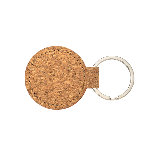 Round metal and cork keychain 2