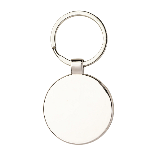 Round metal key ring with bamboo front plate detail 4