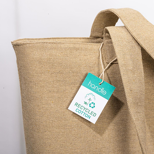 Plasă de cumpărături din bumbac reciclat 280 g/m² cu burduf 3