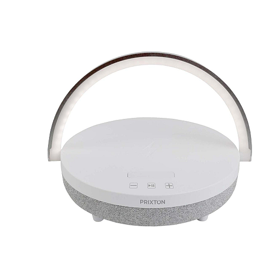 Prixton 4-in-1 10W Bluetooth® speaker with LED light and wireless charging base 1