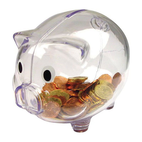 Transparent piggy bank 1