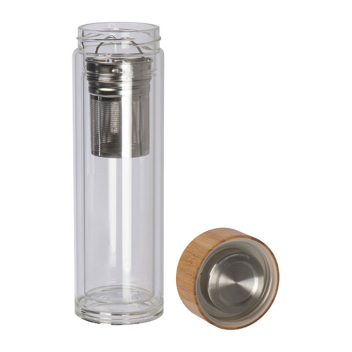 Glass bottle with bamboo lid 2