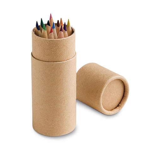 CYLINDER. Pencil box with 12 coloured pencils 1