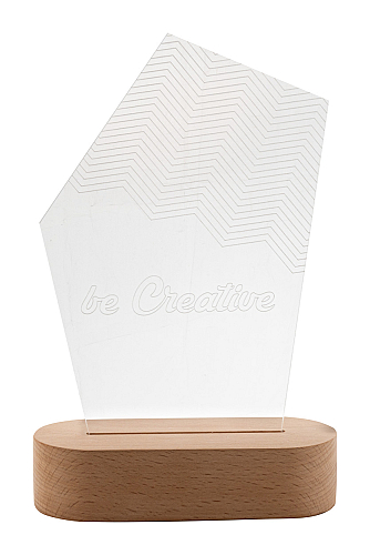 trofeu cu lumina LED, Woodify 3