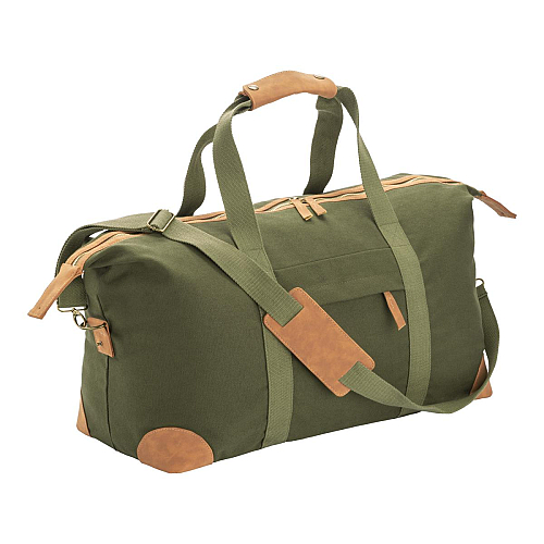 Recycled canvas duffle bag. adjustable and removable shoulder strap with metal buckles 1