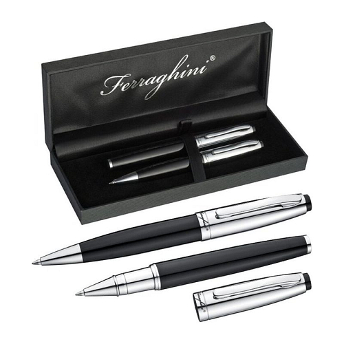 Ferraghini writing set with a ball pen and a rollerball pen 1