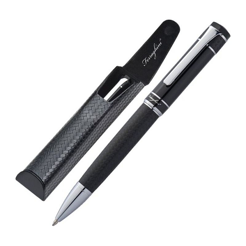 Ferraghini ball pen with twist mechanism with cloth cover in artificial leather case 1