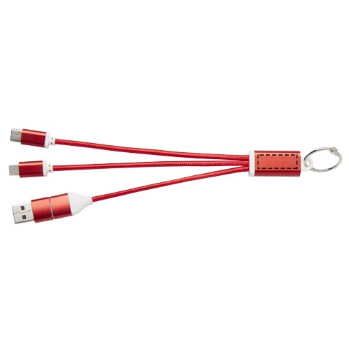 Metal 4-in-1 recycled aluminium charging cable with keychain 4