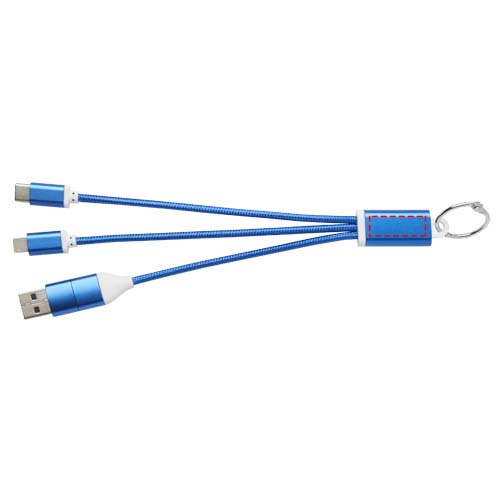 Metal 4-in-1 recycled aluminium charging cable with keychain 4