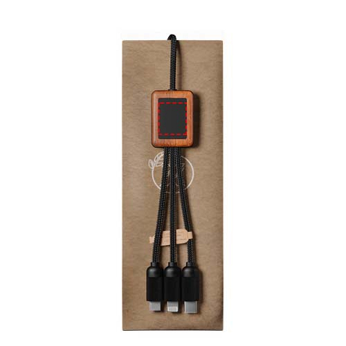 SCX.design C38 40W 5-in-1 rPET light-up logo charging cable with squared wooden casing 4