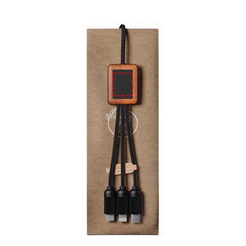 SCX.design C38 40W 5-in-1 rPET light-up logo charging cable with squared wooden casing 4