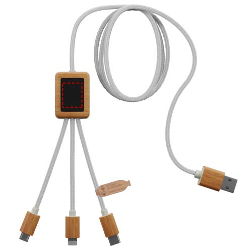 SCX.design C39 3-in-1 rPET light-up logo charging cable with squared bamboo casing 2
